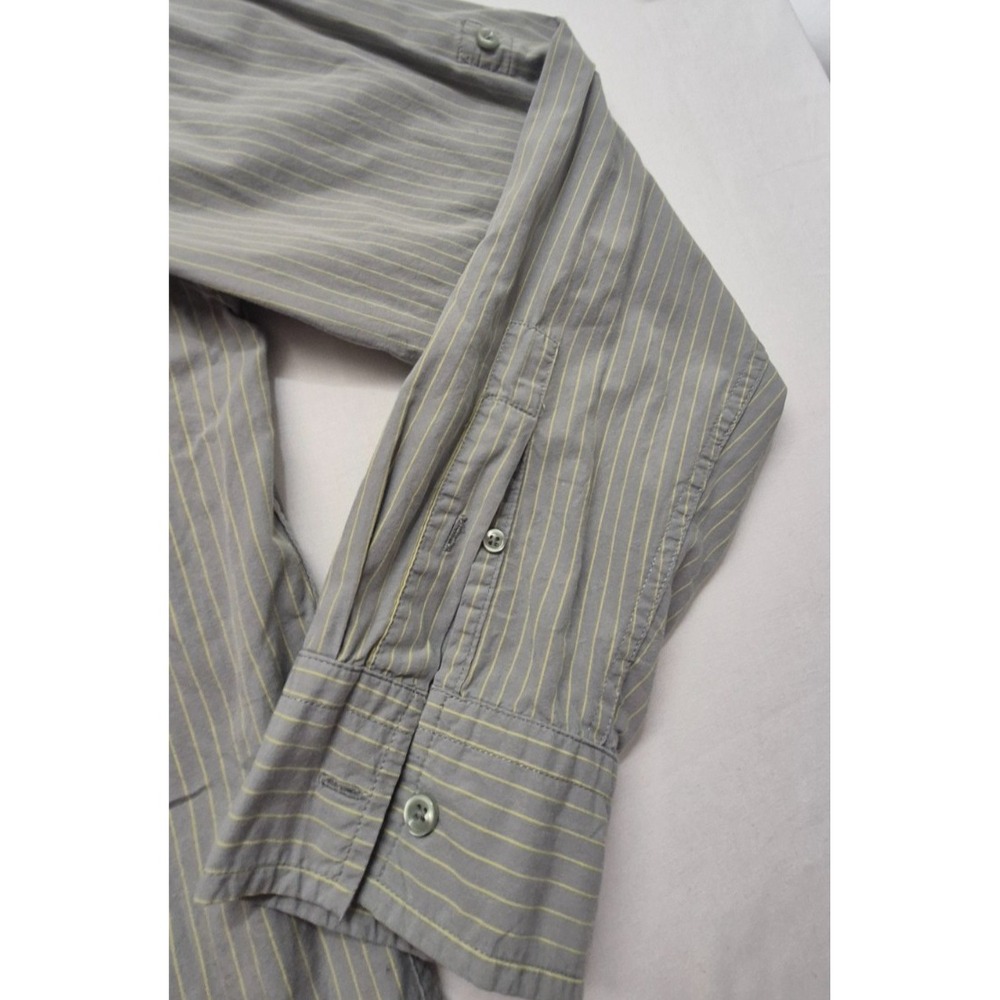 Gap men's gray long sleeve yellow striped button up shirt XL 100% Cotton pockets - Picture 4 of 13